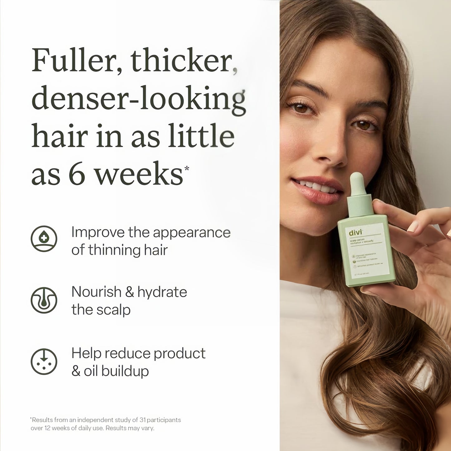 Divi Scalp Serum for Thinning Hair Clinically Tested, Non-Greasy Formula with Amino Acids, Caffeine & Rosemary Oil Promotes Healthy Scalp & Fuller-Looking Hair, Reduces Oil & Product Buildup